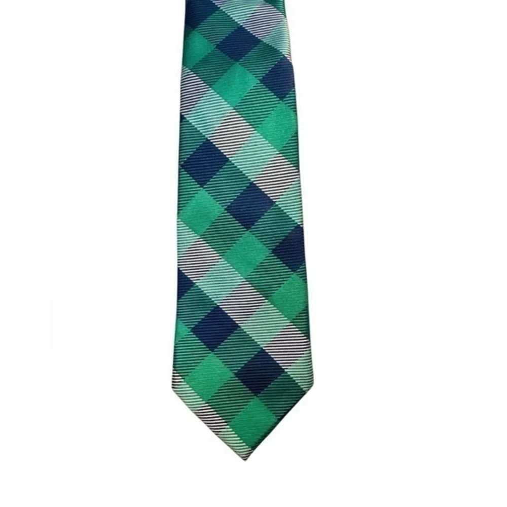Lord & Taylor Boys Silk Neck Tie - Green and Blue Plaid